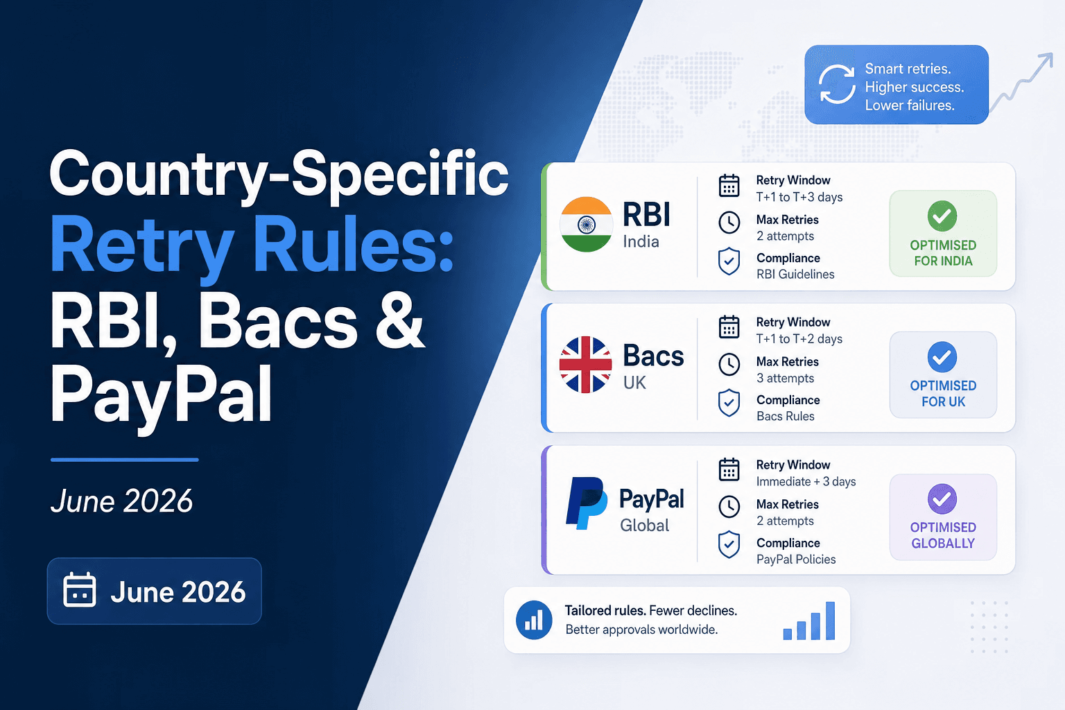 Country Retry Rules: India RBI, UK Direct Debit & Germany PayPal July 2026